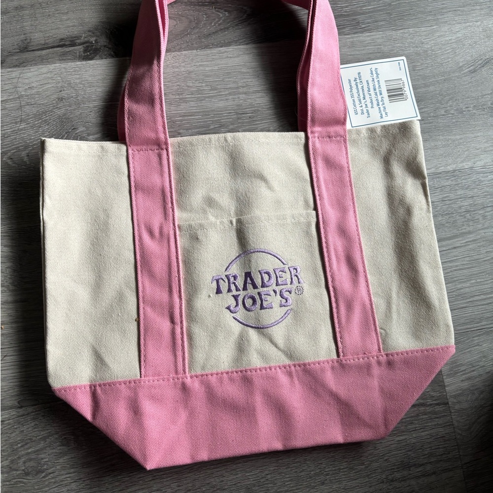 Trader Joe’s Mini Pastel Pink and Cream tote Bag